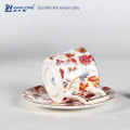 Gnade Design rot Blumenmuster Kaffeetasse Sets Knochen Porzellan Gericht Tasse Set